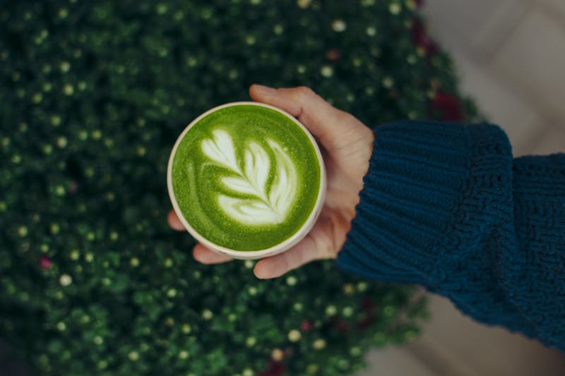 Matcha green tea latte at Tatte café