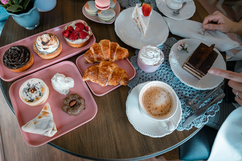 Elegant dessert table and coffee station catering