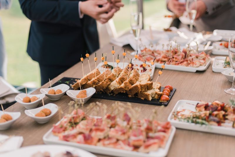 Full catering buffet table for large gala event
